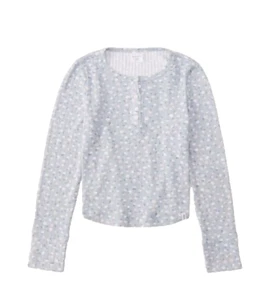 ABERCROMBIE & FITCH Floral L/S Henley Shirt - Pale Green - NWT Girls 15/16 - Picture 1 of 1