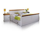 Bett mit Bettkasten Doppelbett Massivholzbett 180x200 ROMAN Kiefer wei&#223; honig