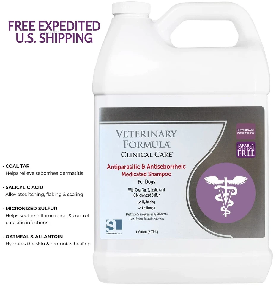 ONE Gallon Medicated Dog Shampoo Coal Tar Sulfer Anti Parasitic Skin TREATMENT - Image 1 of 4