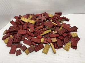Vintage American Bricks Elgo Halsam Yellow & Maroon Lot Many Pieces 1 lb & 15 - Picture 1 of 4