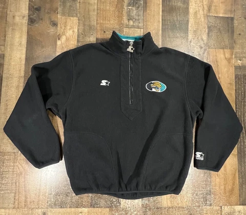 Jacksonville Jaguars Mens Jacket Large Black Starter NFL Pro Line Pullover Cover