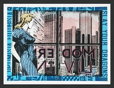 FAILE "MODERN LIVING" 2018 | ÚNICO ACRÍLICO PINTADO A MANO SOBRE SERIGRAFÍA | ENMARCADO Foto 1 de 3