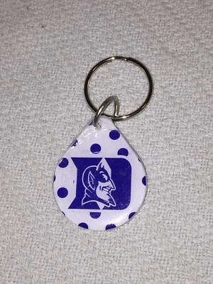 Duke Blue Devils POLKA DOT Rain Drop Blue and White Key Chain Key Ring #GoDuke - Image 1 of 4