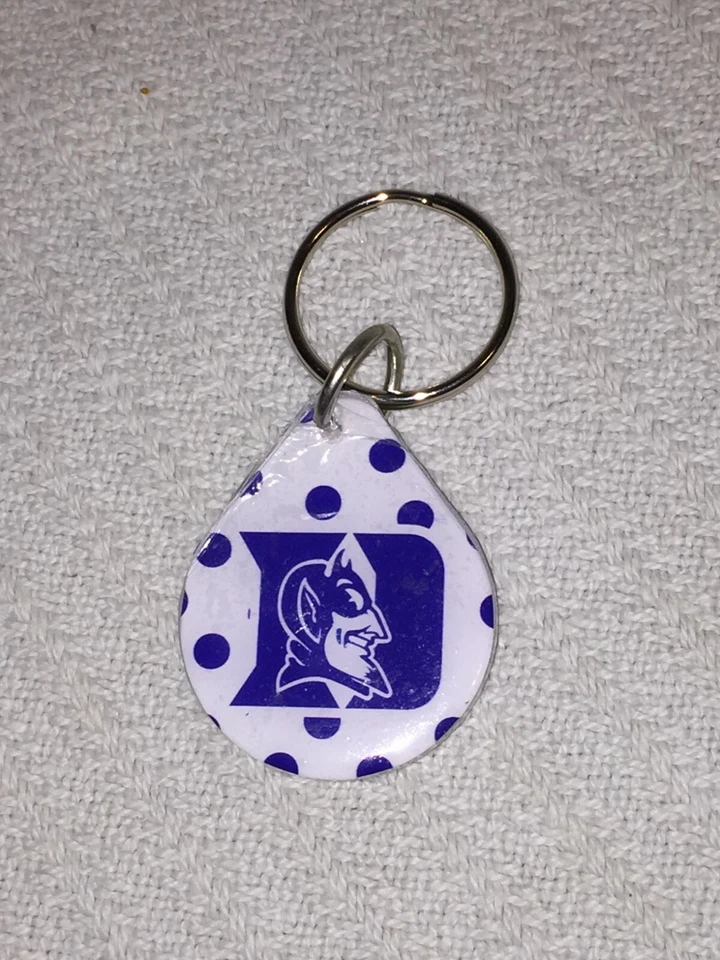 Duke Blue Devils POLKA DOT Rain Drop Blue and White Key Chain Key Ring #GoDuke - Image 1 of 4