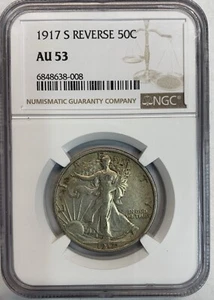 1917-S REV Walking Liberty Half, AU 53, NGC (6216) - Picture 1 of 3