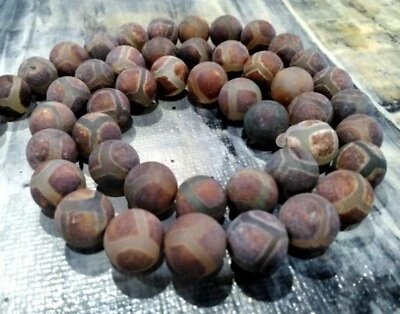 Tibetan Style Turtle Back Style,  dZi, Frosted,8mm, Rust, App 37pce. - Image 1 of 3