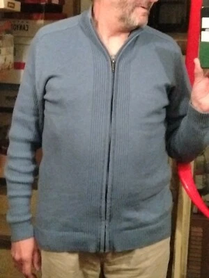 Herren Strick Jacke Größe L blau 100% Cotton Reißverschluss gt. Zust. - Bild 1 von 4