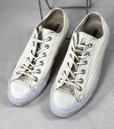 Converse Chuck Taylor All Star artigianali in pelle OX bianco sporco donna 9