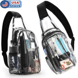 Clear PVC Sling Bag Transparent Stadium Shoulder Crossbody Chest Pack Adjustable - Picture 1 of 12