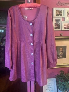 Stunning Soft Surroundings USA Orchid Pink Velvet Blazer Jacket XL 14-16 NWT - Picture 1 of 3