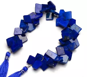 Cuentas de lapislázuli afgano en forma de rebanada lisa 7" hilo 120 quilates Suministros de joyería - Imagen 1 de 6