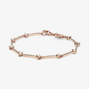 *BRAND NEW* Pandora 14K Rose Gold-Plated Sparkling Pavé Bars Bracelet 589217C01 - Picture 1 of 6