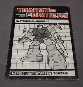 1985 Vintage G1 Transformers Jumpstarters TOPSPIN Instruction Manual / Booklet - Picture 1 of 2