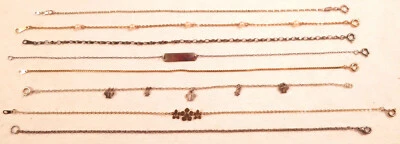 Ankle Bracelets Lot of 8 Vintage Gold & Silver Tone Anklets - Image 1 of 4