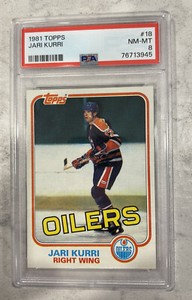 Jari Kurri 1981-82 Topps RC PSA 8 (Pat) #18 Edmonton Oilers