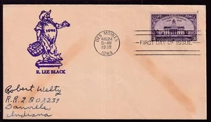 1938 IOWA centennial 100th Sc 838-109 FDC R. Lee Black cachet CV $75 (13G - Picture 1 of 1