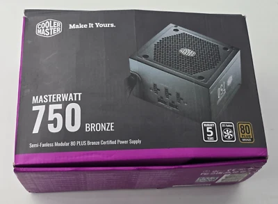 Cooler Master 750w Gaming ATX power supply PSU 80 Bronze - Image 1 of 4