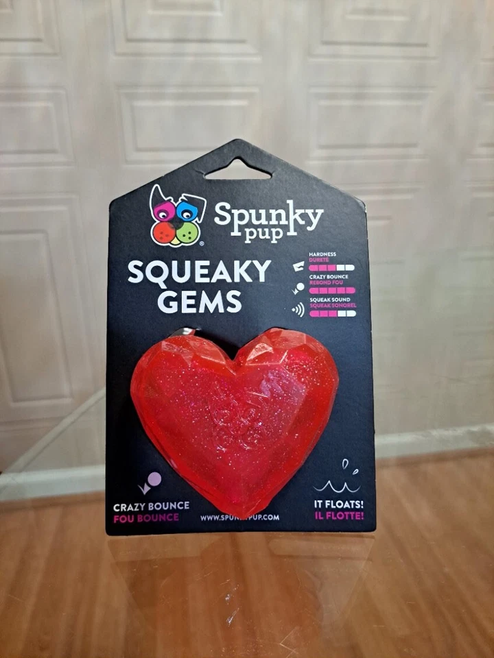 Spunky Pup Squeaky Gems Heart Dog Toy - Squeaks Bounces and Floats