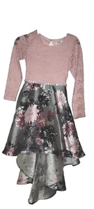 Pink Lace Floral High Low Formal Rhinestone Dress By Speechless Size 12 - Picture 1 of 3