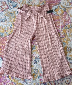 Light Pants Womens Large Blue Wide Leg Ruffle Pull On Hippie Boho Multicolor S - Picture 1 of 6