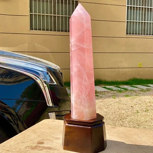 10.2LB - Hexagonal Rose Quartz Pillar - Free Display Base - Love Stone - Picture 1 of 14