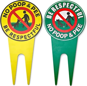 No Pooping Dog Signs for Yard,2 Piece Aluminum Double-Sided Printing 12 X 6In No - Picture 1 of 12