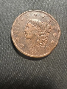 1835 Coronet Head Large Cent XF details Rim damage Lot #1096 - Picture 1 of 6