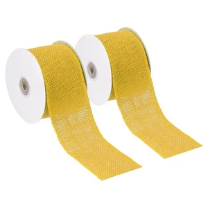 3" Wide 10 Yards Burlap Fabric Ribbon 2pcs Jute Crafts Roll Wrapping Yellow - Picture 1 of 5