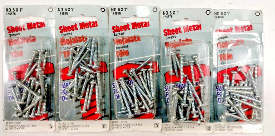 Hillman Sheet Metal Screws #6 x 1" Square Drive – 5 Boxes (20) 100 total New - Image 1 of 3
