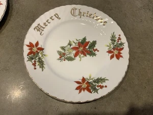 Vtg Norcrest Merry Christmas Plate X 424 Poinsettia 8 Inch Beautiful! - Picture 1 of 7