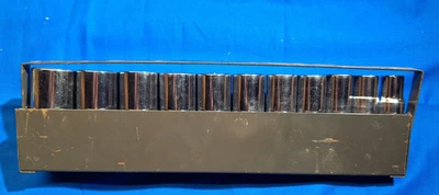 USA Craftsman 11 pc SAE 1/2" dr DEEP 12pt socket set 1-1/8" - 1/2" w gray tray - image 1 of 4