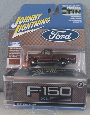 Johnny Lightning 1993 Ford F-150 Silver 1:64 Medium Mocha Poly Storage Tin - Image 1 of 4