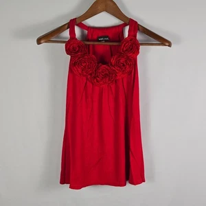 Vintage Wet Seal Red Floral Rosette Tank Top Womens Small Sleeveless Y2K Retro - Picture 1 of 7
