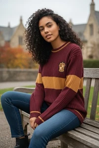 Suéter de lana para mujer Universal Studios Harry Potter Gryffindor Lamb’s talla M nuevo con etiquetas - Imagen 1 de 6
