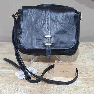 Elegant Luxe THE BRIDGE Firenze Italy Navy Leather Classic Saddle Handbag NEW! - Picture 1 of 8