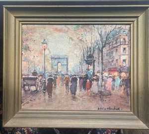 Vintage Champs Élysées - Arc De Triomphe", Paris Print Framed Antoine Blanchard - Picture 1 of 12