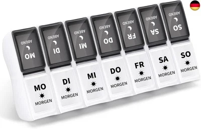 BESUCHE DEN OPRET-STORE Opret Deutsche Tablettenbox 7 Tage 2 Fächer Morgens Abends, Abnehmbar