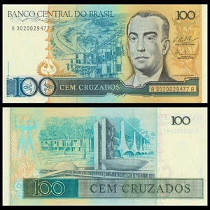 🇧🇷 Brasilien 100 Cruzados Juscelino Kubitschek 1986 - 1988 P 211 knackig UNC - Bild 1 von 5