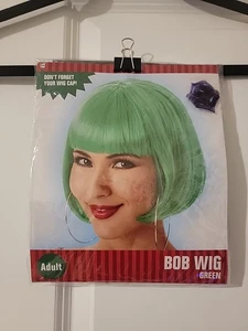 Green BOB WIG Costume Adult /Child Wig Bangs Short Hair Punk Rock Halloween New - Picture 1 of 2