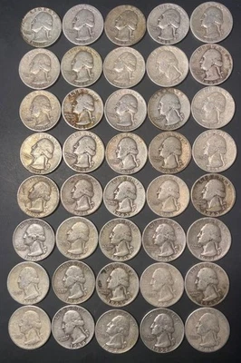 1 roll of 40 ea~90% SILVER ERROR Quarters - (ALL Pre-1965)  see info~Tube 4/5 - Image 1 of 2