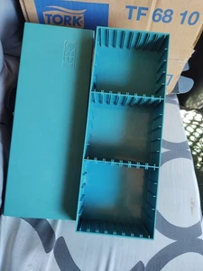 Vintage Cassette Tape Travel Storage Hard Case Blue Plastic Box - Holds 15  - Picture 1 of 6