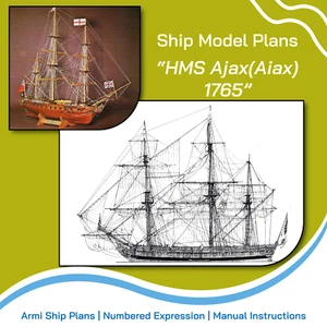 HMS Ajax(Aiax) 1765 Wooden Ship Model Assembly Plans | 6 Sheets | DIGITAL PLANS - Photo 1 sur 9