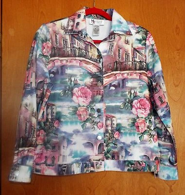 MAGGIE SWEET ART WEAR VENICE ROSES, JACKET, STUNNING COLORS STYLE 6006. SZ. SM.P - Image 1 of 4