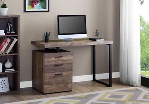 Offex 48" Modern Computer Desk - Brown Reclaimed Wood, Black Metal - Picture 1 of 5