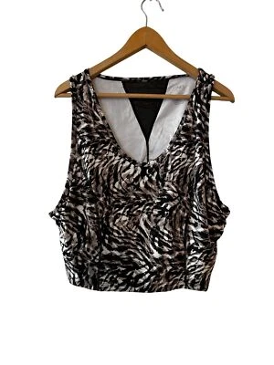 全新带标签 JONES 纽约短背心运动文胸动物印花超柔软 3X — 第 1/4 张图片