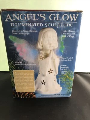 Ángeles Brillo Iluminado Escultura Fibra Óptica Alas Brillan Navidad 2005 Raro Foto 1 de 4