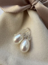 925 Sterling Silver Freshwater Pearl Zircon Hook Earrings