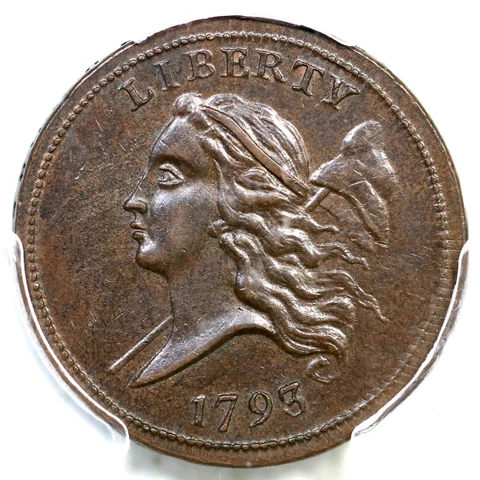 1793 C-1 R-3 PCGS MS 64 BN CC#2 Liberty Cap Half Cent Coin 1/2c Cover