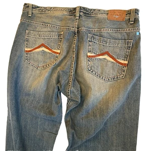 AZZURE WIDE LEG JEANS MENS 44x34 EMBROIDERED BLUE DENIM 44x33" Y2K GRUNGE SKATER - Picture 1 of 23