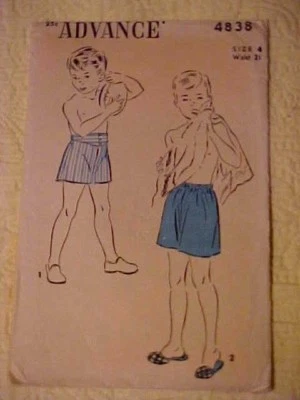 Vintage Advance Pattern for Boys' Boxer Shorts Size 4 - Image 1 of 2